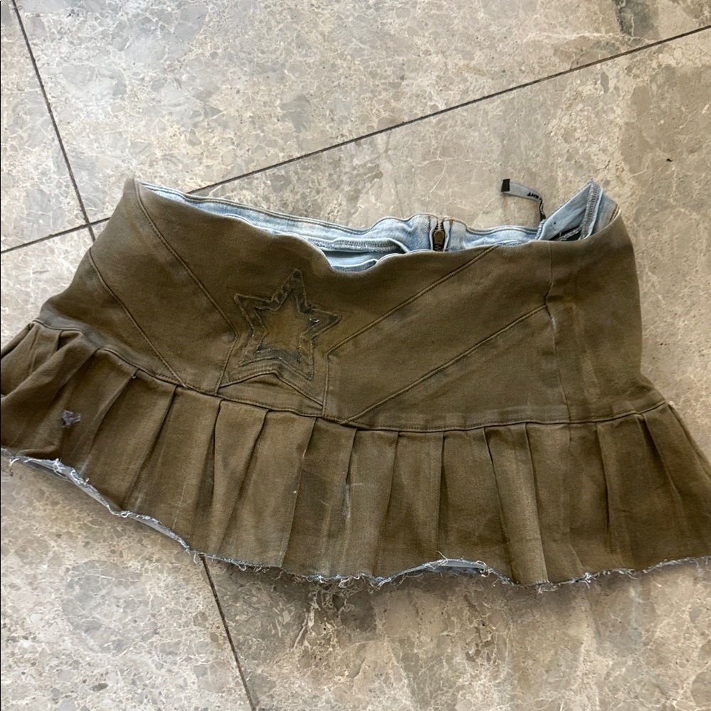 Khaki Star-Embellished Mini Skirt